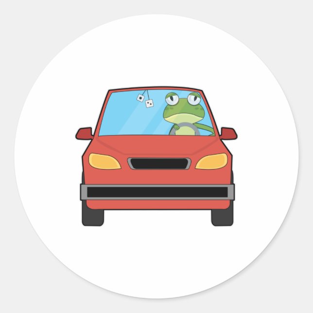 Frog in Car Classic Round Sticker (Front)