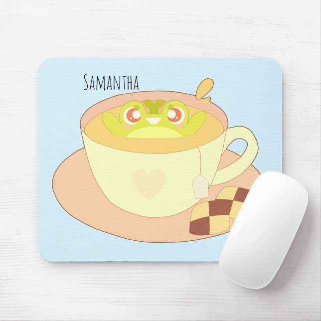 Frog in Cup Of Tea Mouse Pad (With Mouse)