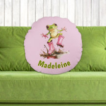Frog in Cute Pink Boots in Puddle Monogram Child's