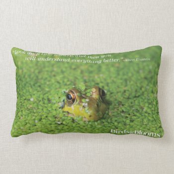 Frog In Green Algae Lumbar Pillow by birdsandblooms at Zazzle