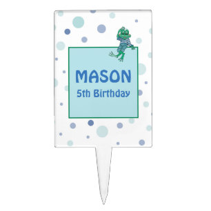 Frog in Jeans, Birthday, Polka Dots Cake Topper