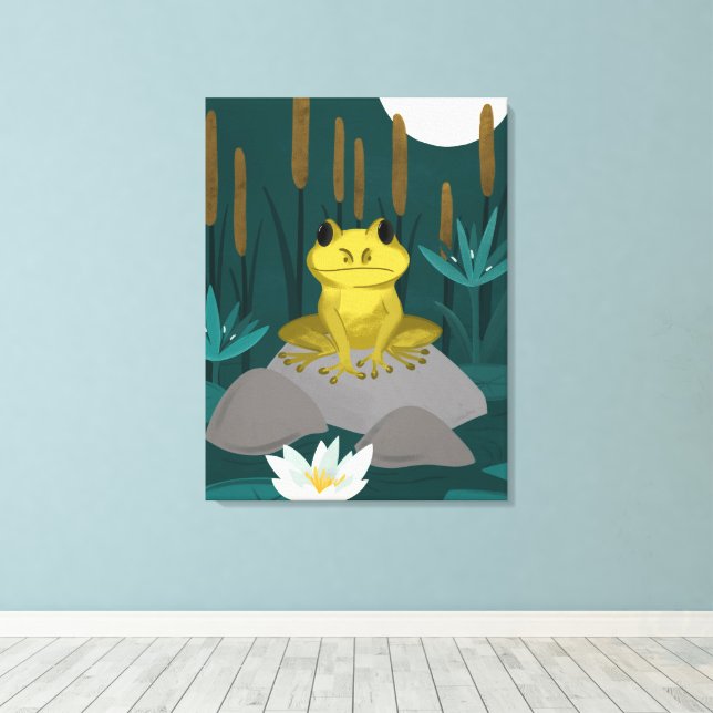 Frog in Midnight Pond Wall Art - Canvas (Insitu(Wood Floor))