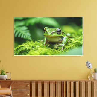 frog in new forest mossy undergrowth canvas print