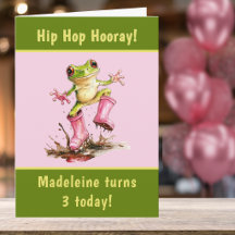 Frog in Pink Rain Boots Child's Birthday