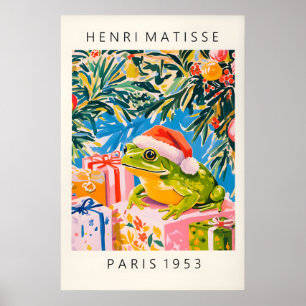 Frog in Santa Hat Art Print Funny Matisse Style