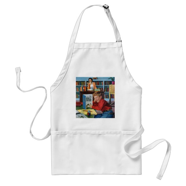 Frog in the Library Adult Apron (Front)