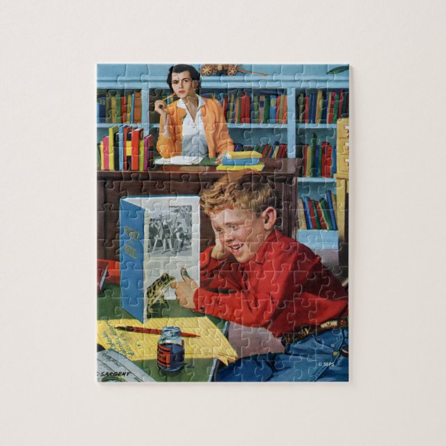 Frog in the Library Jigsaw Puzzle (Vertical)