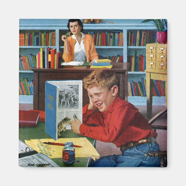 Frog in the Library Magnet (Front)