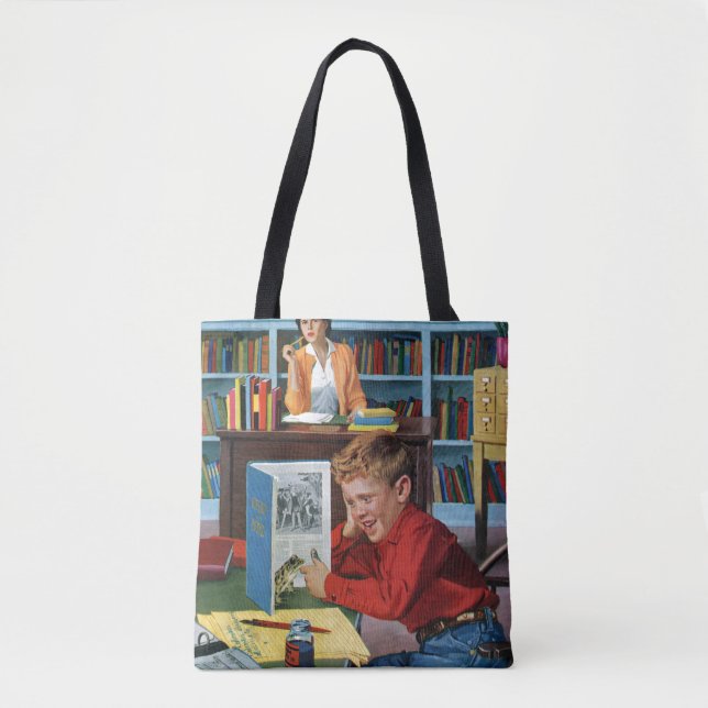 Frog in the Library Tote Bag (Front)