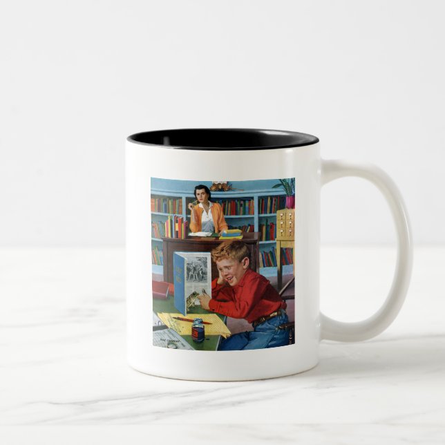Frog in the Library Two-Tone Coffee Mug (Right)
