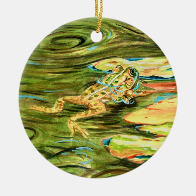 Frog in the Pond - Ceramic Ornament (Front)