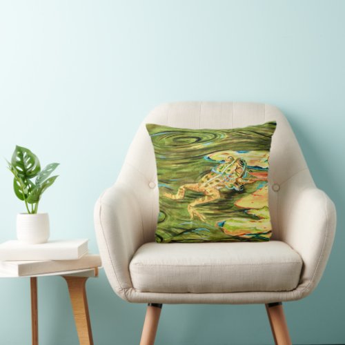 Frog in the Pond _ Throw Pillow