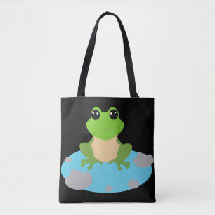 frog in the pond tote bag
