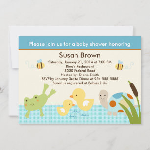 Frog In the Pond/Turtle Baby Shower Invitation