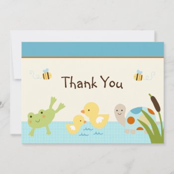 Frog In The Pond/turtle Baby Shower Thank You Card by Personalizedbydiane at Zazzle