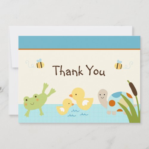 Frog In the Pond/Turtle Baby Shower Thank You Card