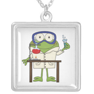 Frog in the Science Lab Silver Plated Necklace