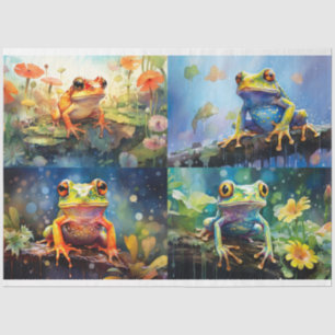 Frog in Watercolor Collage 1 Decoupage Paper