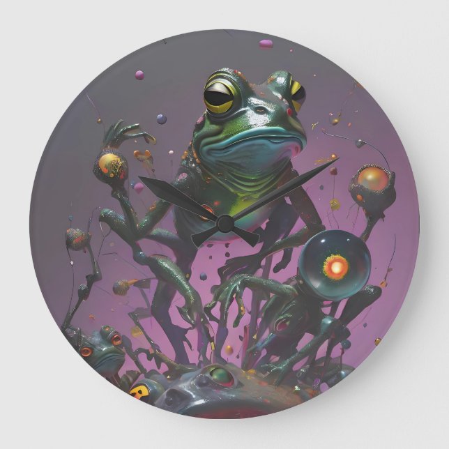 Frog It All II  Large Clock (Front)