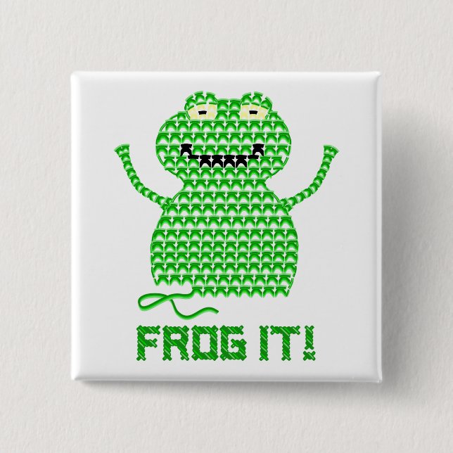 Frog It! Vector Crochet Frog Button (Front)