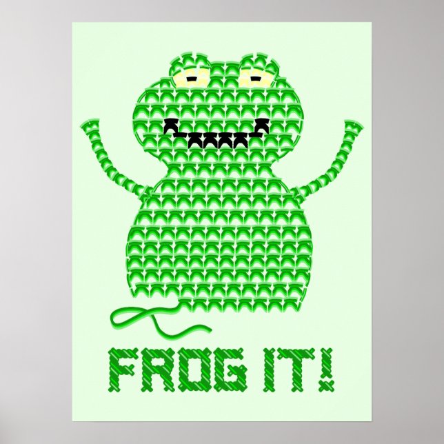 Frog It! Vector Crochet Frog (Green Background) Poster (Front)
