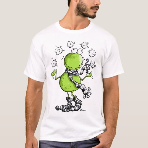 Frog Juggling Snowballs in Winter I Juggling Fun T_Shirt