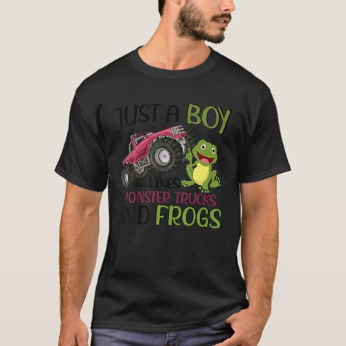 Frog Kids Just A Boy Who Likes Monster Trucks And  T_Shirt