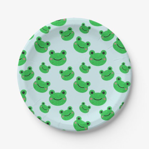Frog kids party tableware Cute Green Toad Froggy P Paper Plates