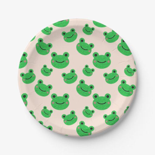 Frog kids party tableware Cute Green Toad Froggy P Paper Plates