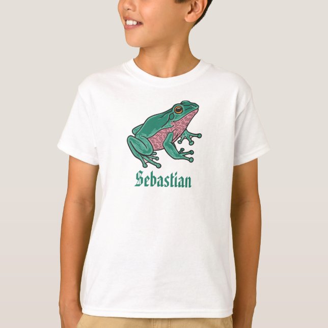 Frog Kids T-Shirt customizable Animal Tee for Boys (Front)