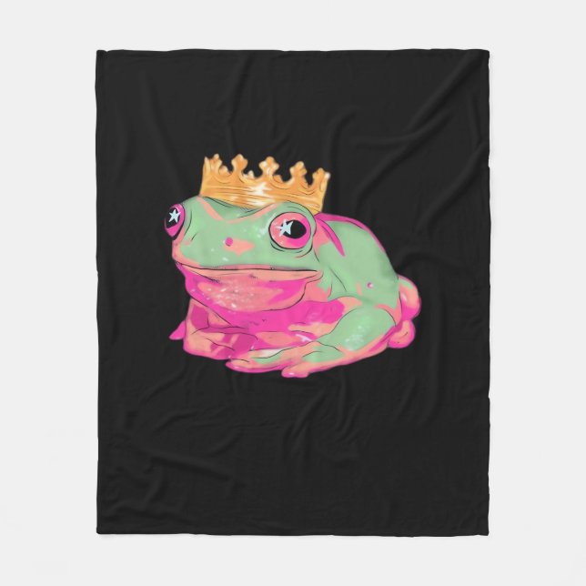 Frog King Funky Meme Classic Style Fleece Blanket (Front)