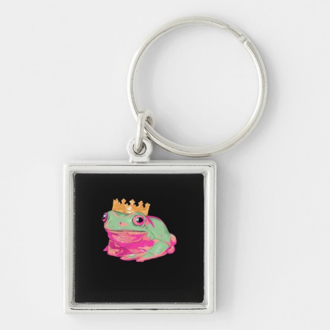 Frog King Funky Meme Classic Style Keychain (Front)