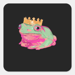 Frog King Funky Meme Classic Style Square Sticker