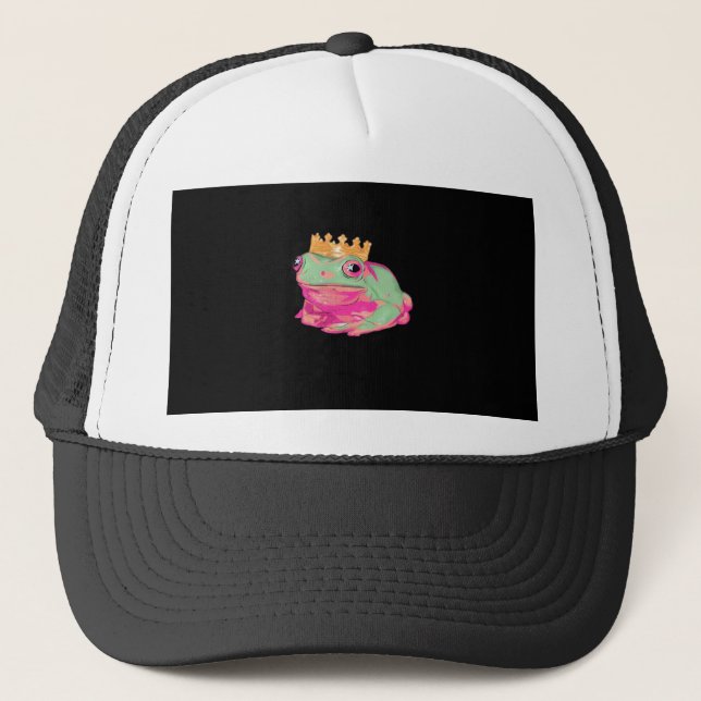 Frog King Funky Meme Classic Style Trucker Hat (Front)