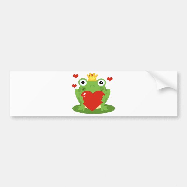 Frog King with Heart Bumper Sticker (Front)