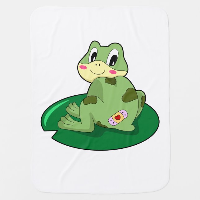 Frog Leaf Heart Plaster Baby Blanket (Front)