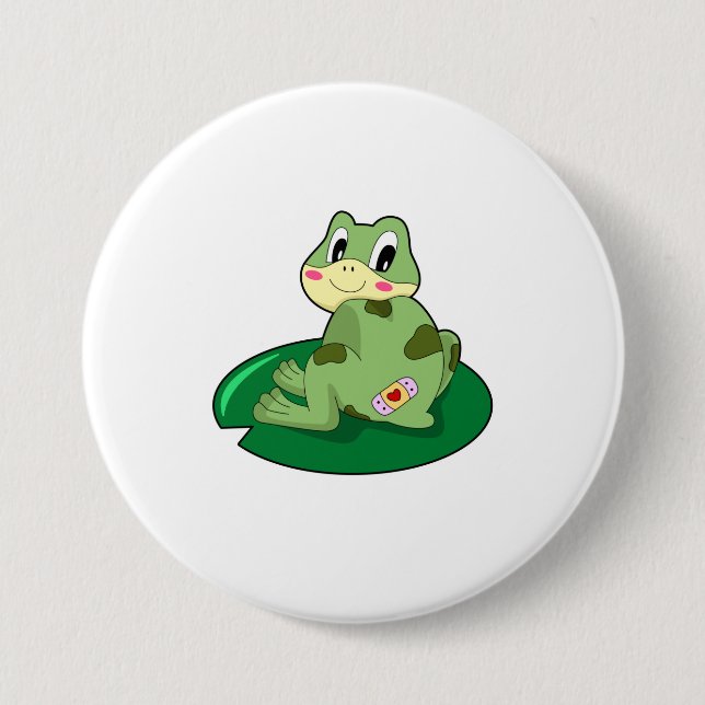 Frog Leaf Heart Plaster Button (Front)