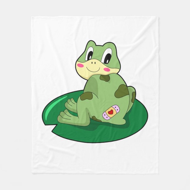 Frog Leaf Heart Plaster Fleece Blanket (Front)