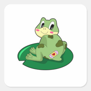 Frog Leaf Heart Plaster Square Sticker