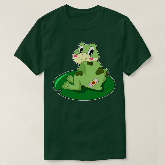 Frog Leaf Heart Plaster  T-Shirt (Design Front)