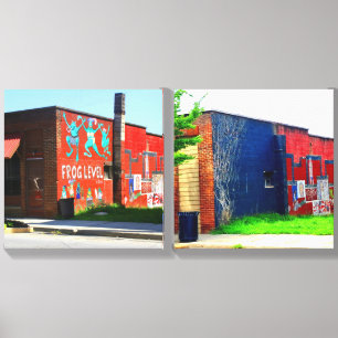 Frog Level Wall, Then and Now Canvas Photo Tile