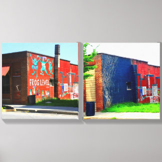 Frog Level Wall, Then and Now Canvas Photo Tile