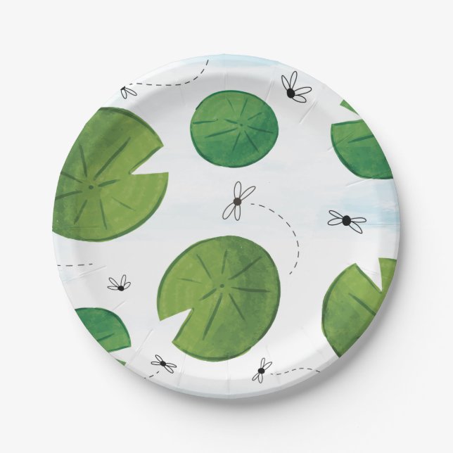 Frog Lilly Pad  Birthday Paper Plates (Front)