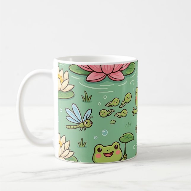 Frog Lily Pad Pattern Mug (Left)