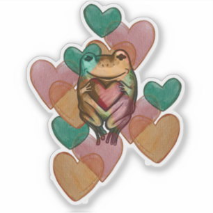 Frog Love cute hearts designs I love froggys Sticker