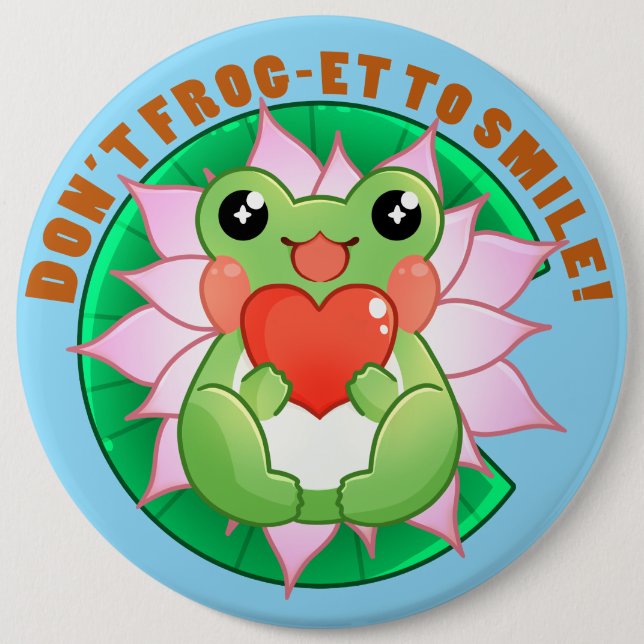Frog Love – Cute Motivational Art Button (Front)