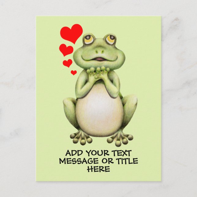 Frog Love Drawing Add Your Text Postcard (Front)