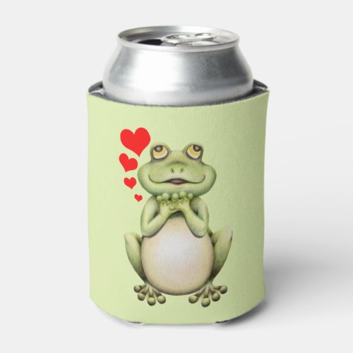 Frog Love Drawing Can Cooler