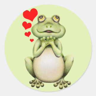Frog Love Drawing Classic Round Sticker