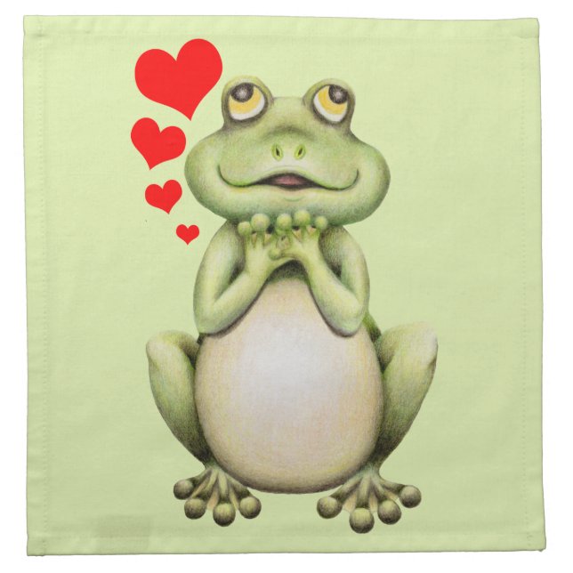 Frog Love Drawing Cloth Napkin (Front)